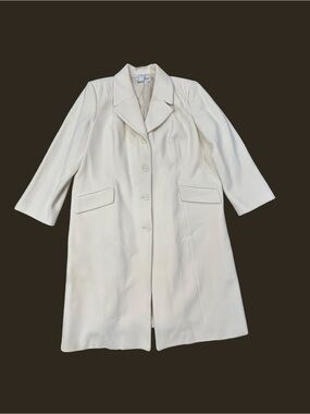 NWOT Jessica London Women’s Ivory Cream Long Single-Breasted Coat Wool 20WT